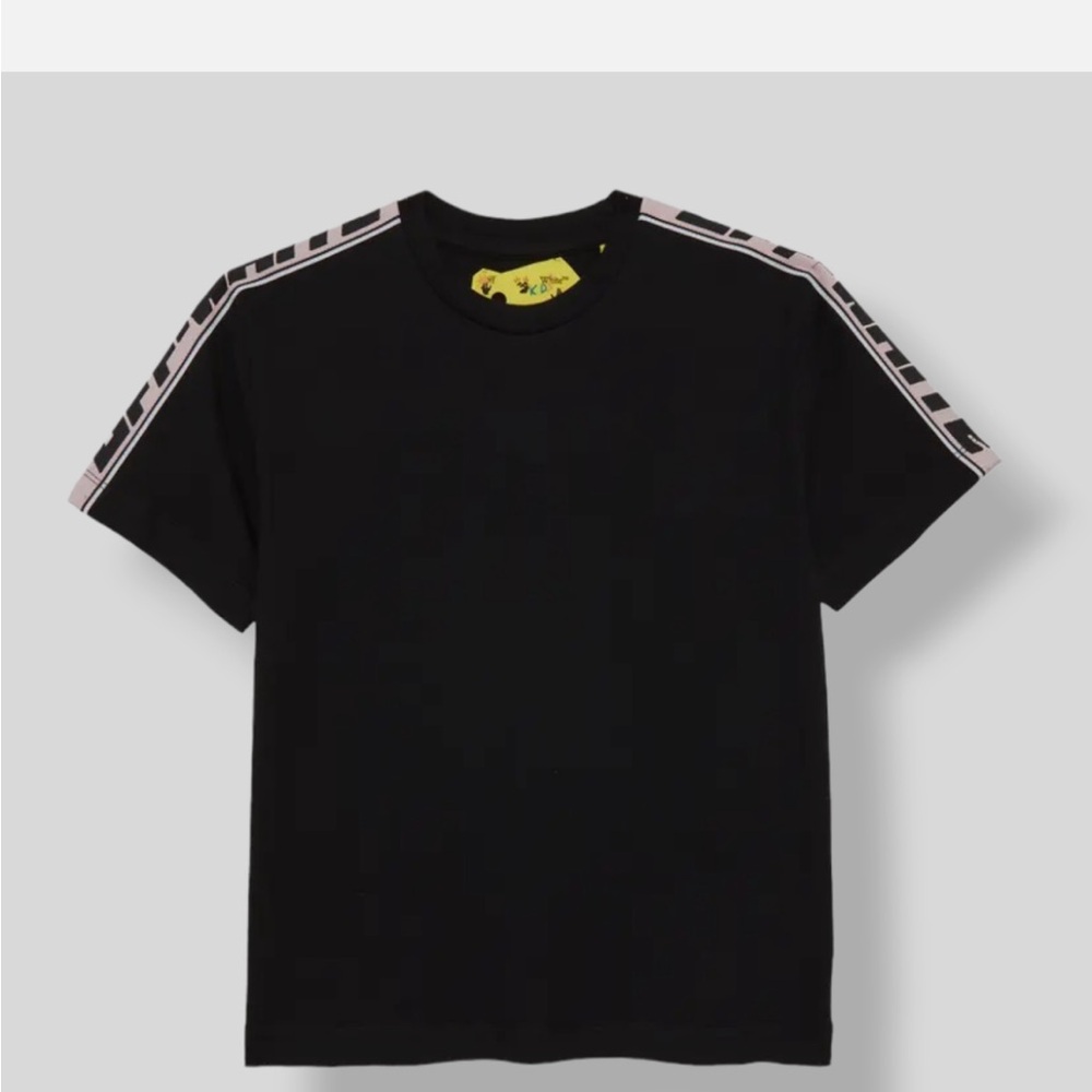 Off-White Black T-Shirt with Pink Accents